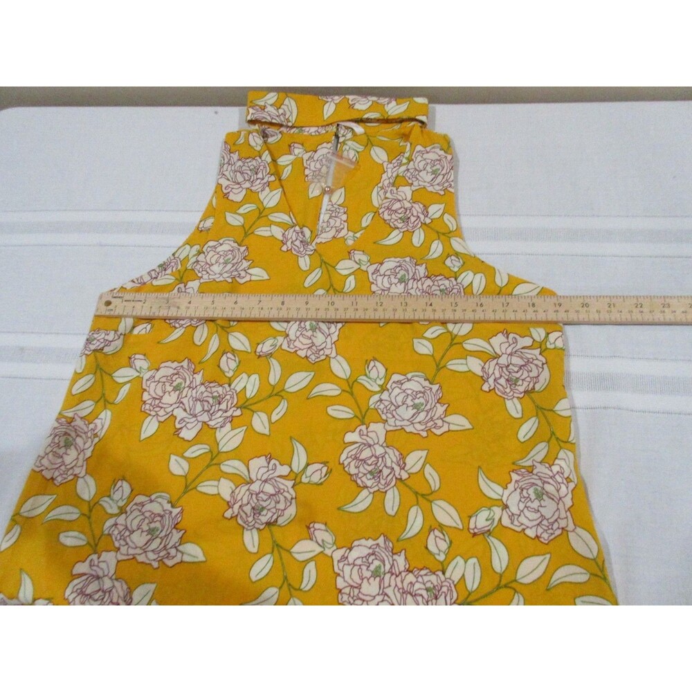 NWT DNA Couture Blouse Women Lg Yellow Floral Sleeveless - Picture 4 of 5